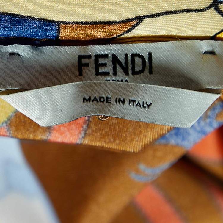 Pre Owned Fendi Brown Daisy Print Chenille Draped Midi Dress S