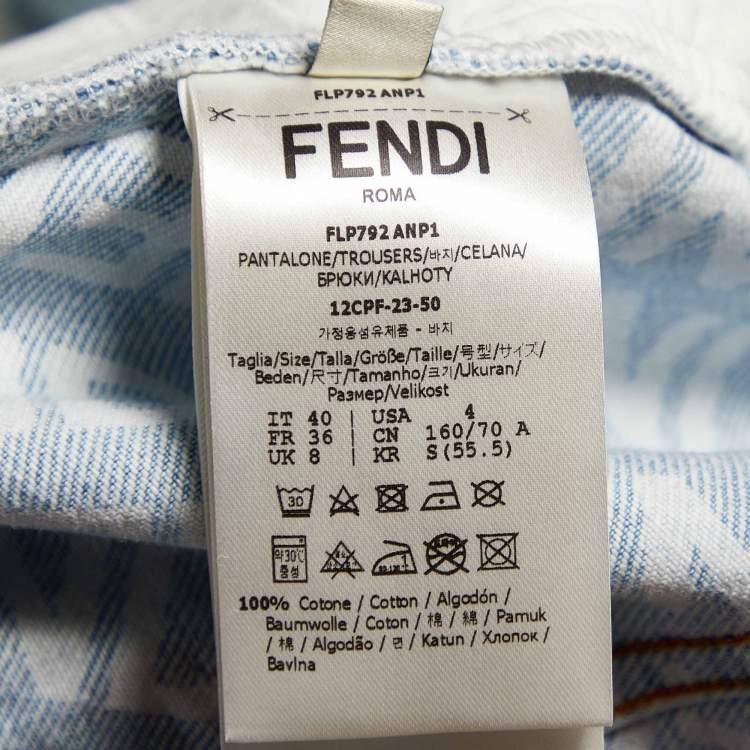 Pre Owned Fendi Blue Denim FF Baguette Cargo Shorts S