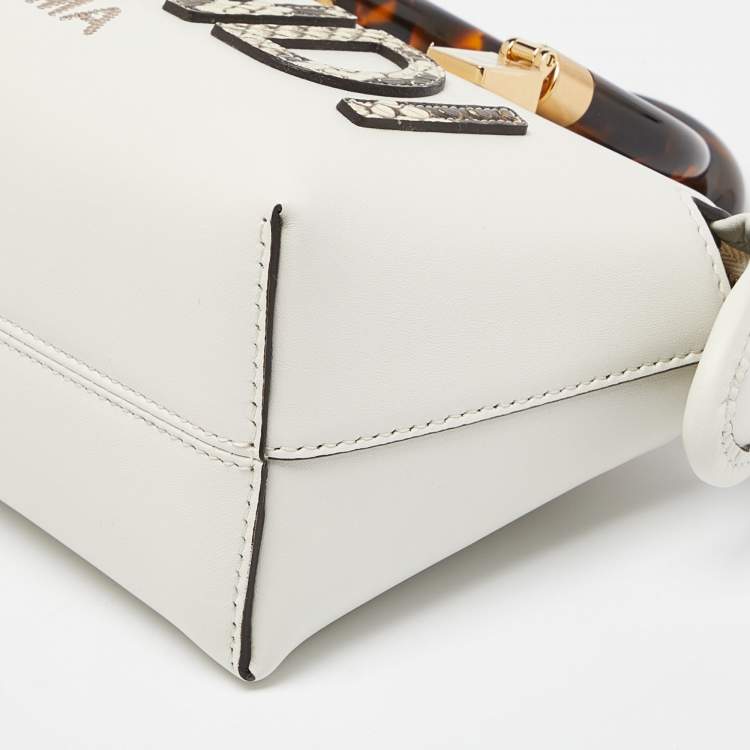 Pre Owned Fendi Off White Python and Leather Mini By The Way Bag