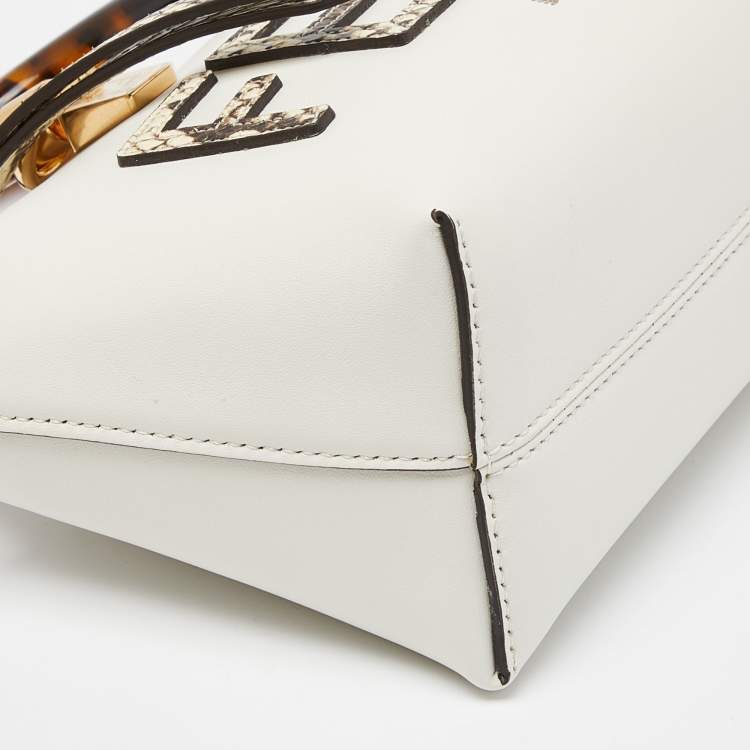 Pre Owned Fendi Off White Python and Leather Mini By The Way Bag
