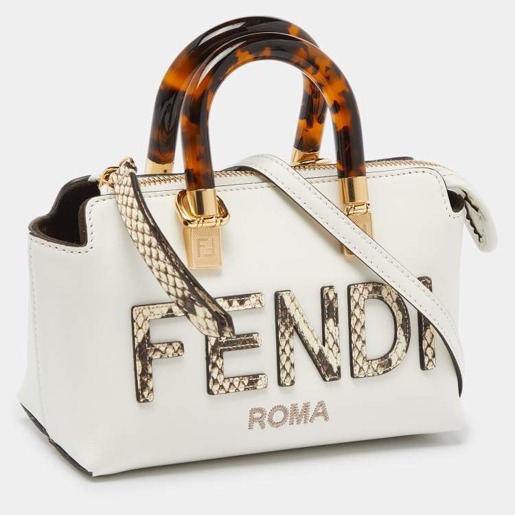 Pre Owned Fendi Off White Python and Leather Mini By The Way Bag