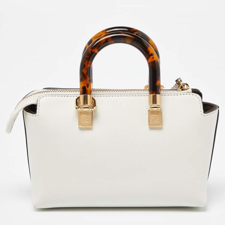 Pre Owned Fendi Off White Python and Leather Mini By The Way Bag