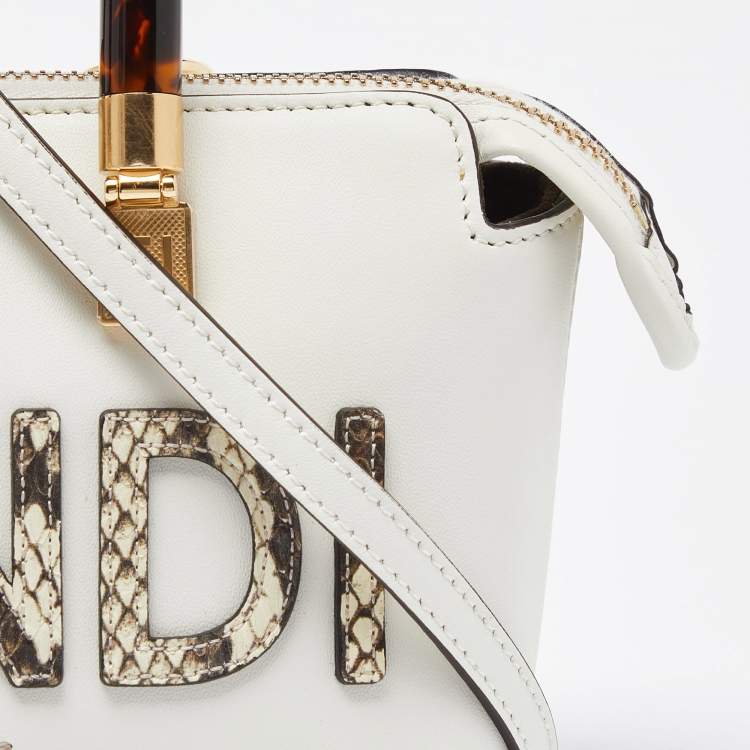 Pre Owned Fendi Off White Python and Leather Mini By The Way Bag
