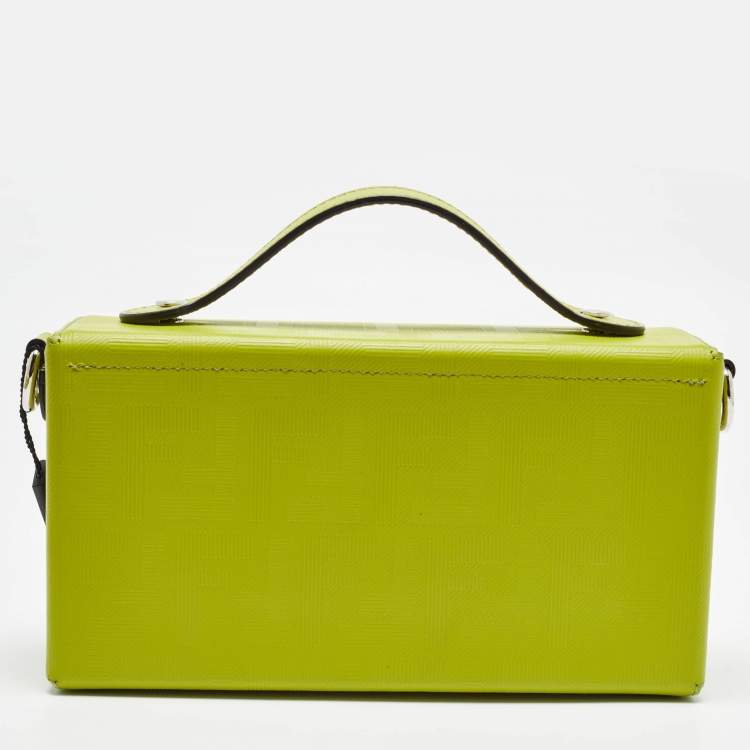 Pre Owned Fendi Green FF Embossed Leather Soft Baguette Trunk Bag