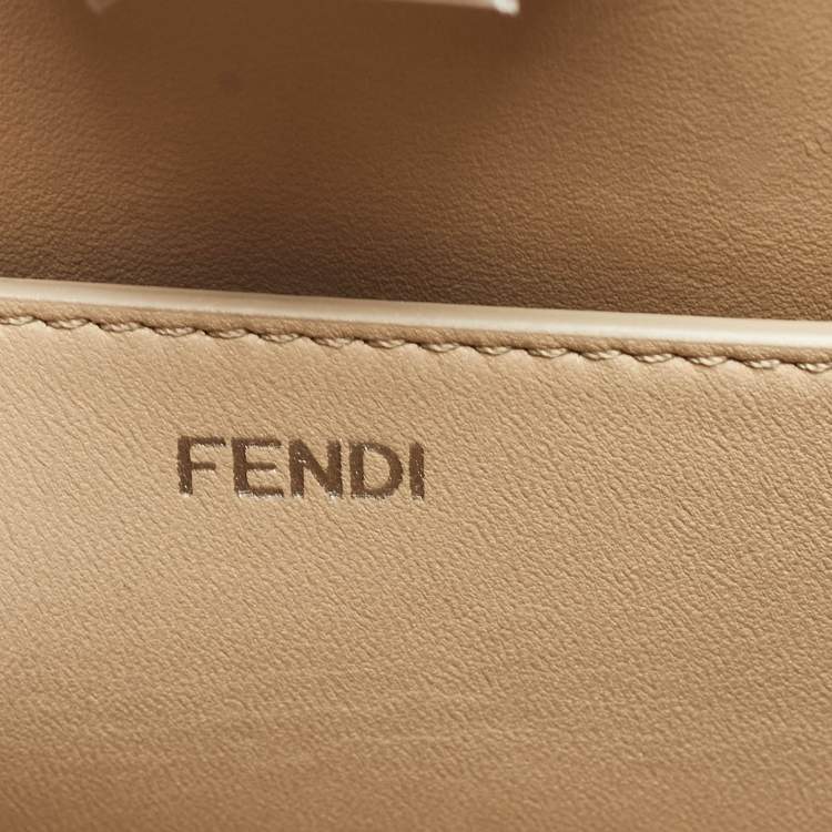 Pre Owned Fendi Beige Patent Leather Medium Peekaboo Cut Bag