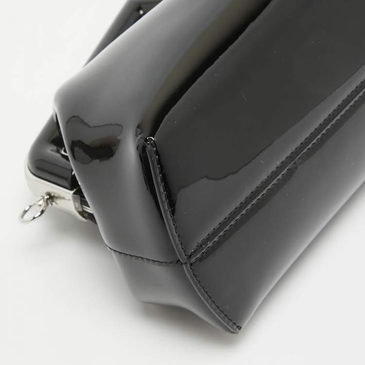 Pre Owned Fendi Black Patent Leather Midi First Bag