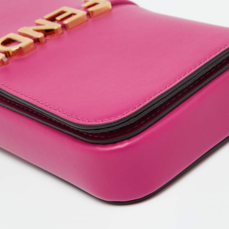 Pre Owned Fendi Pink Leather Fendigraphy Wallet on Chain 