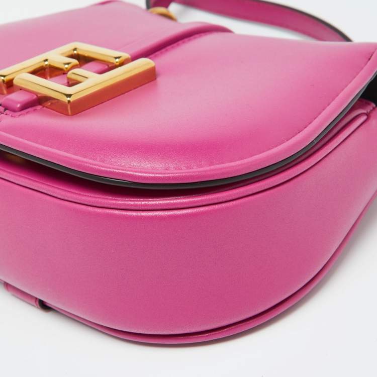Pre Owned Fendi Pink Leather Small C'Mon Flap Shoulder Bag