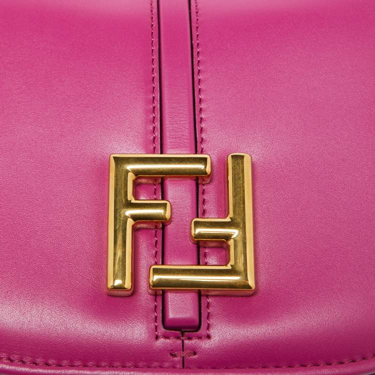 Pre Owned Fendi Pink Leather Small C'Mon Flap Shoulder Bag