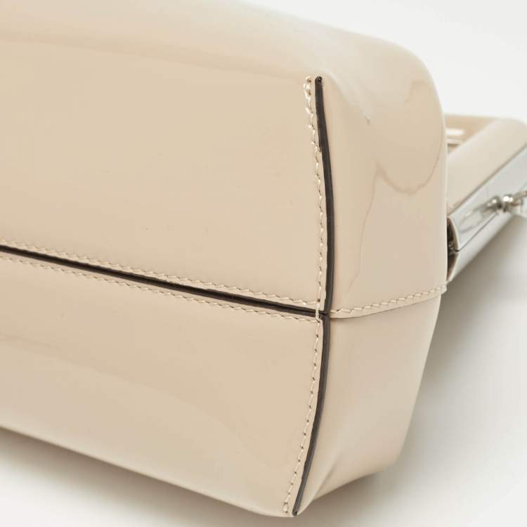 Pre Owned Fendi Beige Patent Leather Fendi First Midi Shoulder Bag