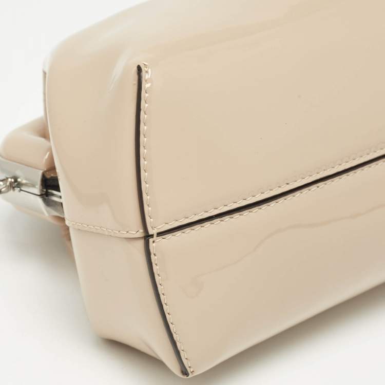 Pre Owned Fendi Beige Patent Leather Fendi First Midi Shoulder Bag