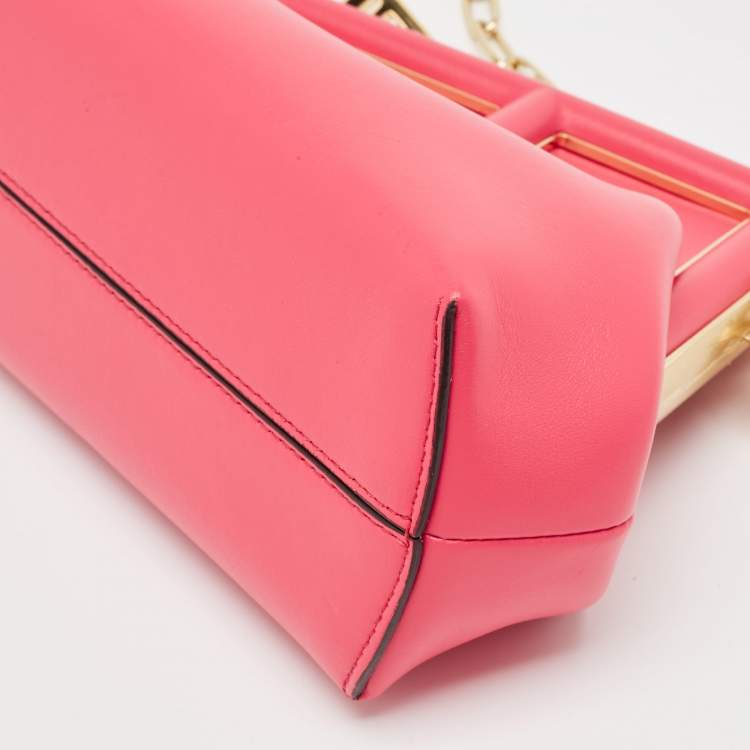 Pre Owned Fendi Pink Leather Small Fendi First Clutch