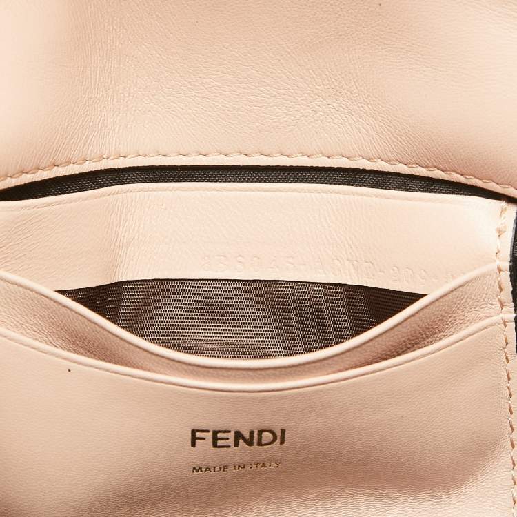Pre Owned Fendi Pink/Black Leather Mini Baguette Chain Bag