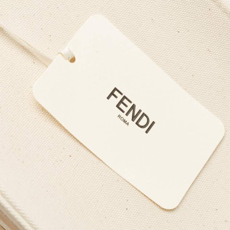 Pre Owned Fendi Brown/Beige Canvas and Patent Leather Medium Sunshine Shopper Tote