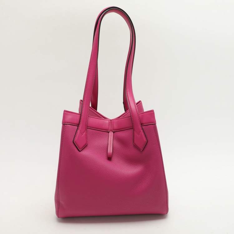 Pre Owned Fendi Fuchsia Leather Medium Origami Tote