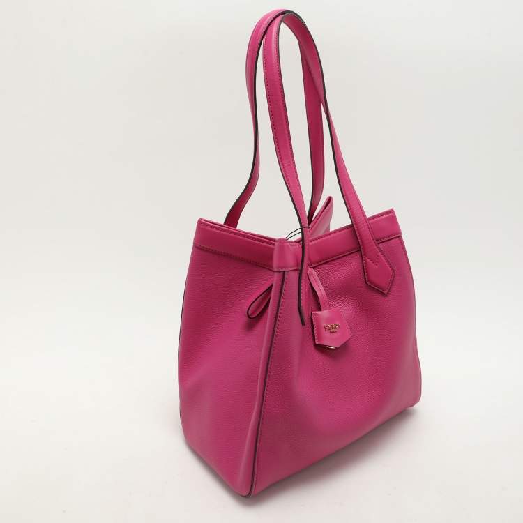 Pre Owned Fendi Fuchsia Leather Medium Origami Tote