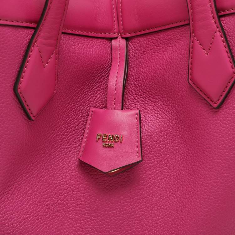 Pre Owned Fendi Fuchsia Leather Medium Origami Tote