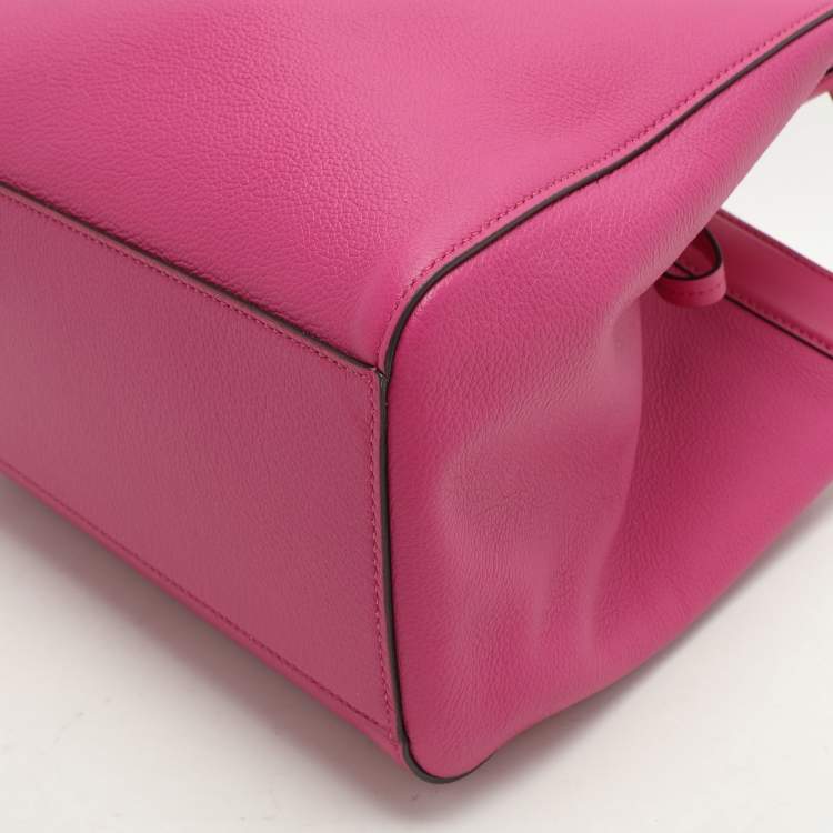 Pre Owned Fendi Fuchsia Leather Medium Origami Tote