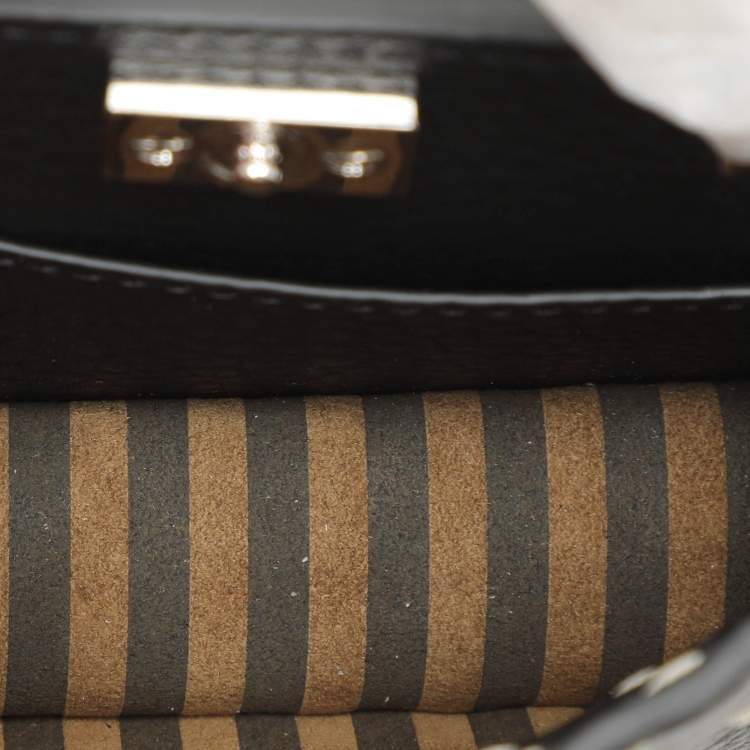 Pre Owned Fendi Black Selleria Leather Micro Peekaboo Top Handle Bag