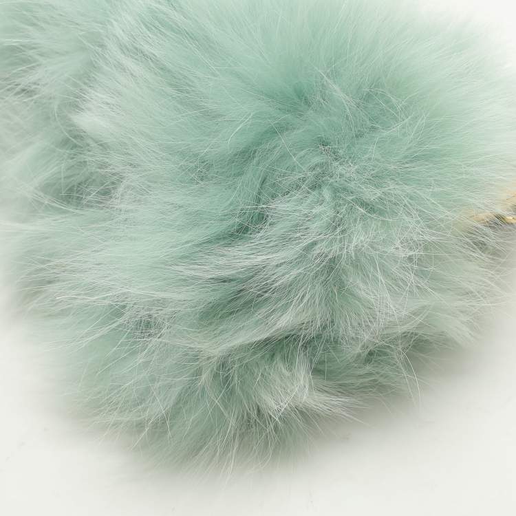 Pre Owned Fendi Green Fox Fur and Leather Small Fendi First Clutch