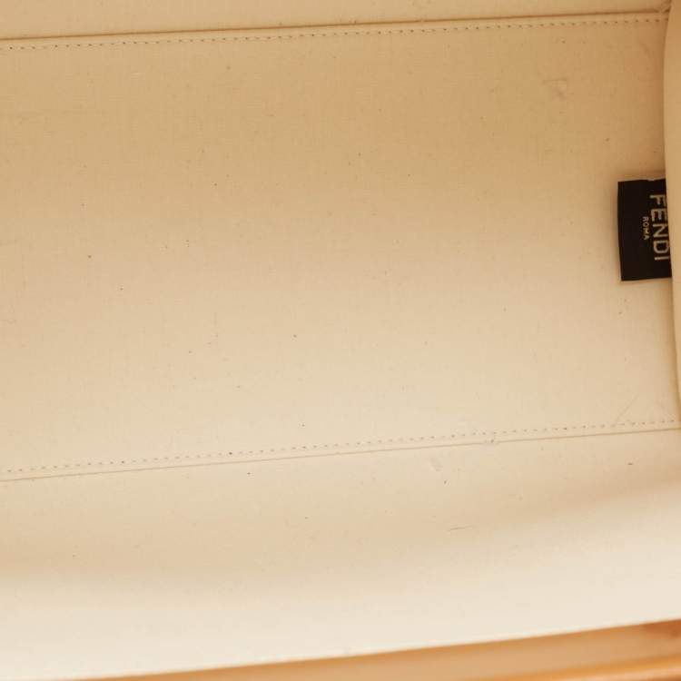 Pre Owned Fendi Brown/Beige Canvas and Patent Leather Medium Sunshine Shopper Tote