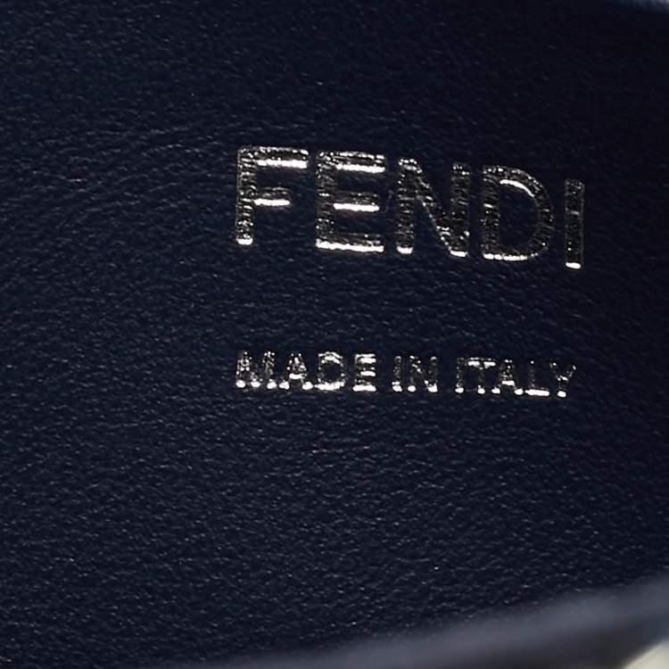 Pre Owned Fendi Navy Blue Sequins and Beads Mini Baguette Chain Bag