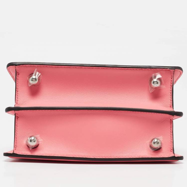 Pre Owned Fendi Pink Leather Petite Peekaboo ISeeU Top Handle Bag