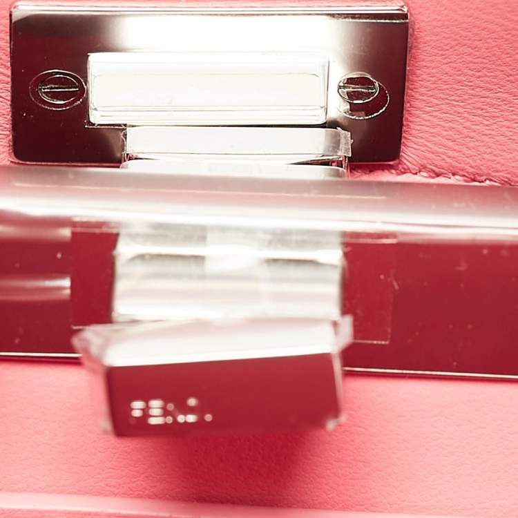 Pre Owned Fendi Pink Leather Petite Peekaboo ISeeU Top Handle Bag