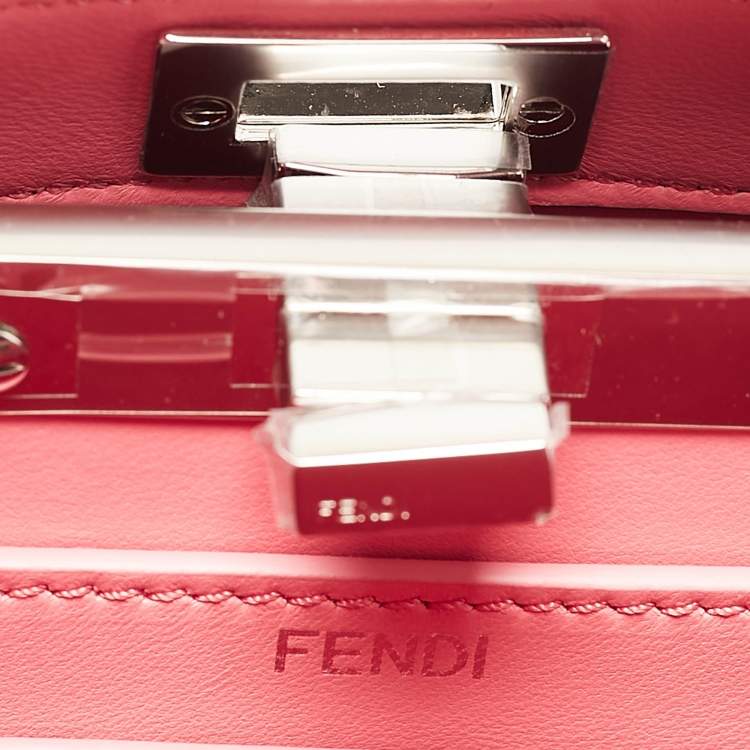 Pre Owned Fendi Pink Leather Petite Peekaboo ISeeU Top Handle Bag