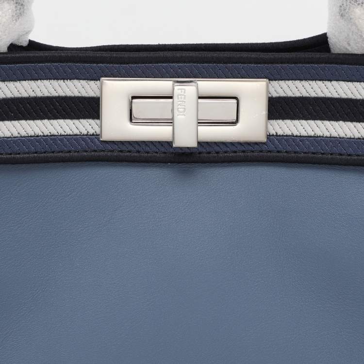 Pre Owned Fendi Blue Leather Medium Peekaboo Iseeu Top Handle Bag
