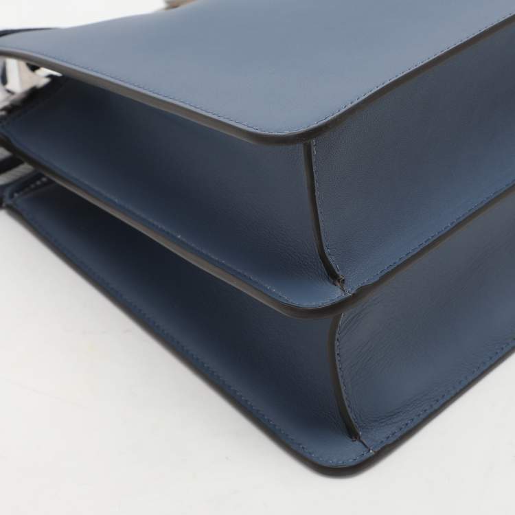 Pre Owned Fendi Blue Leather Medium Peekaboo Iseeu Top Handle Bag