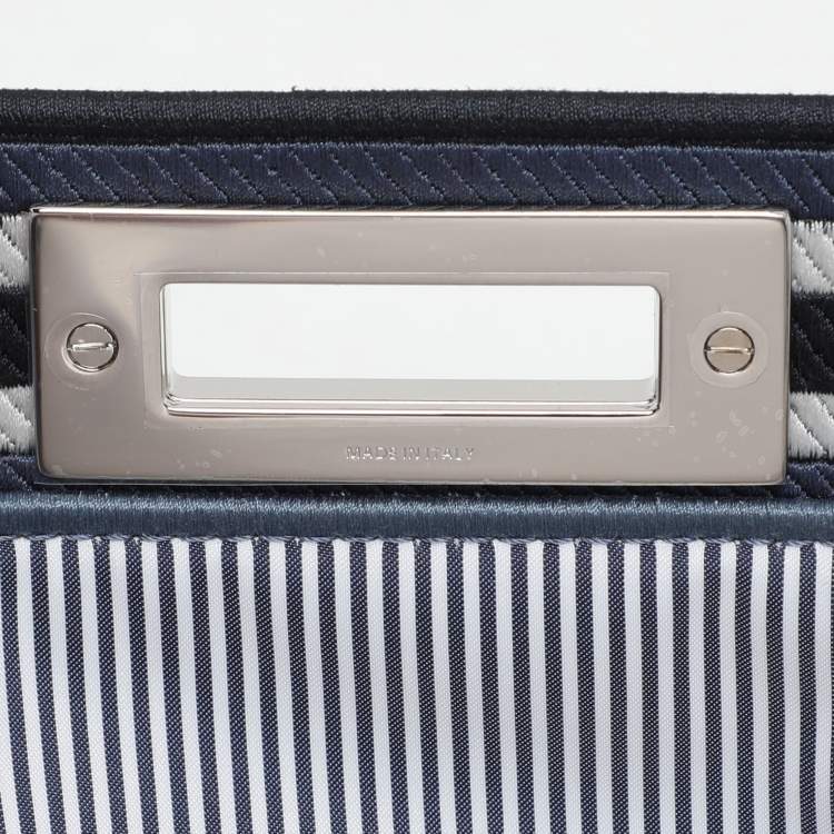 Pre Owned Fendi Blue Leather Medium Peekaboo Iseeu Top Handle Bag