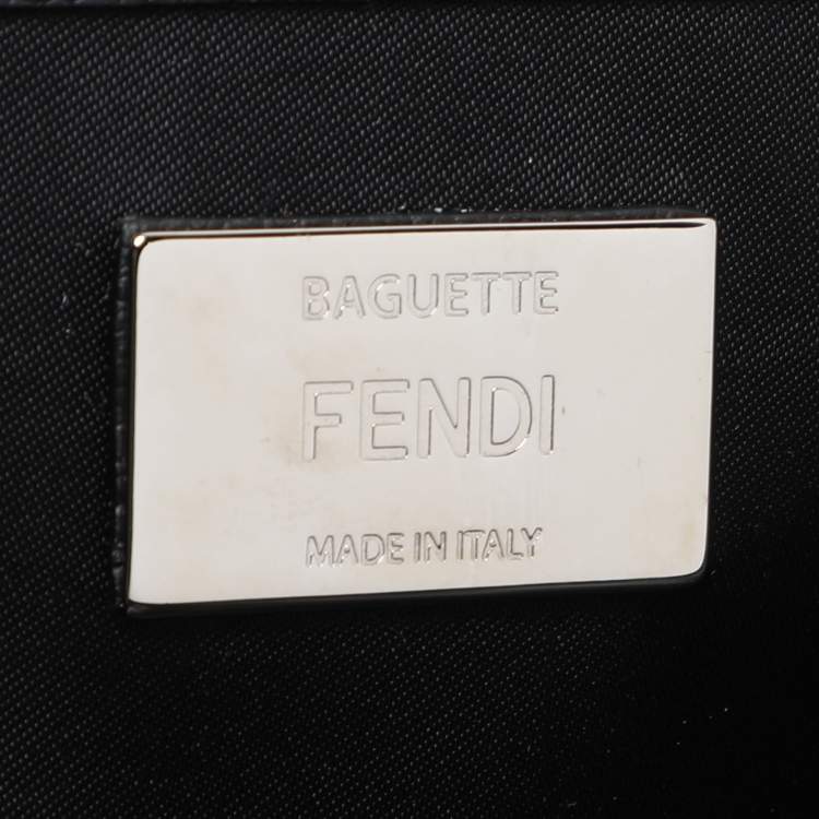 Pre Owned Fendi Black Nylon Multipocket Baguette Bag