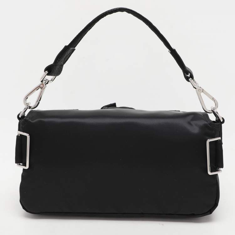 Pre Owned Fendi Black Nylon Multipocket Baguette Bag