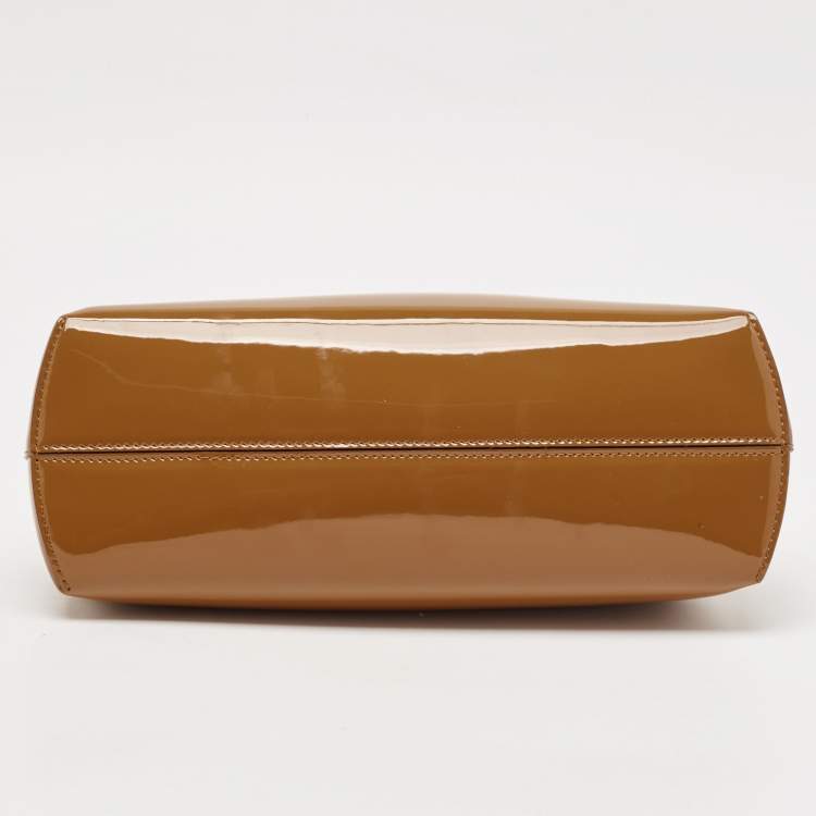 Pre Owned Fendi Brown Patent Leather Midi First Bag
