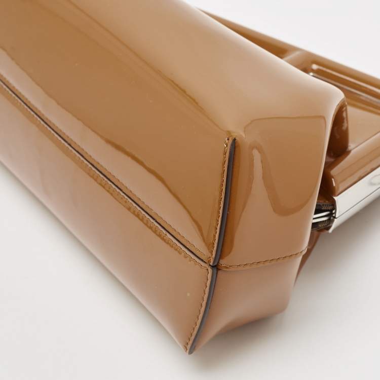 Pre Owned Fendi Brown Patent Leather Midi First Bag