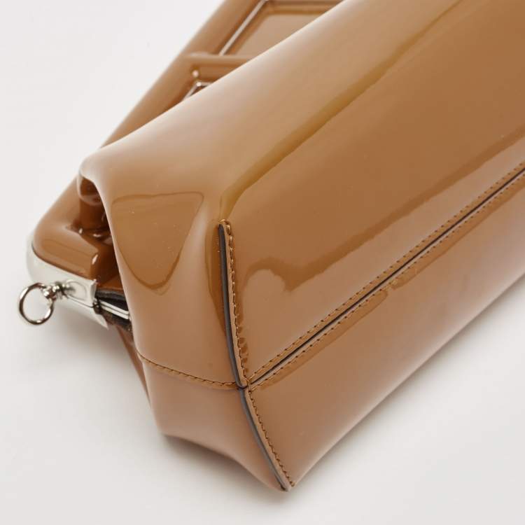 Pre Owned Fendi Brown Patent Leather Midi First Bag