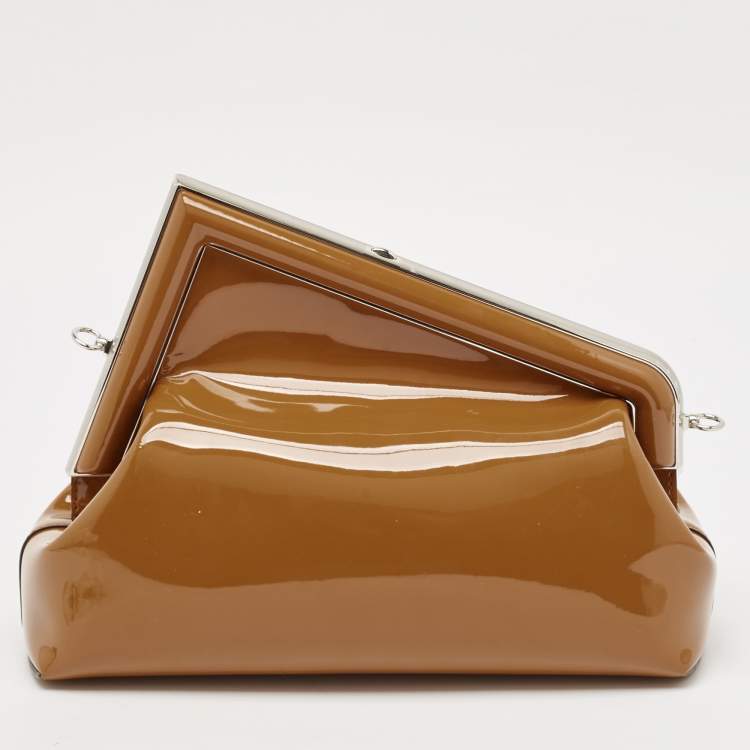 Pre Owned Fendi Brown Patent Leather Midi First Bag
