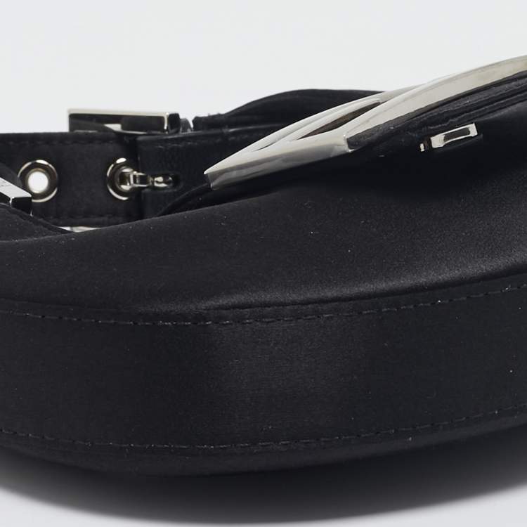 Pre Owned Fendi Black Satin Mini Cookie Hobo