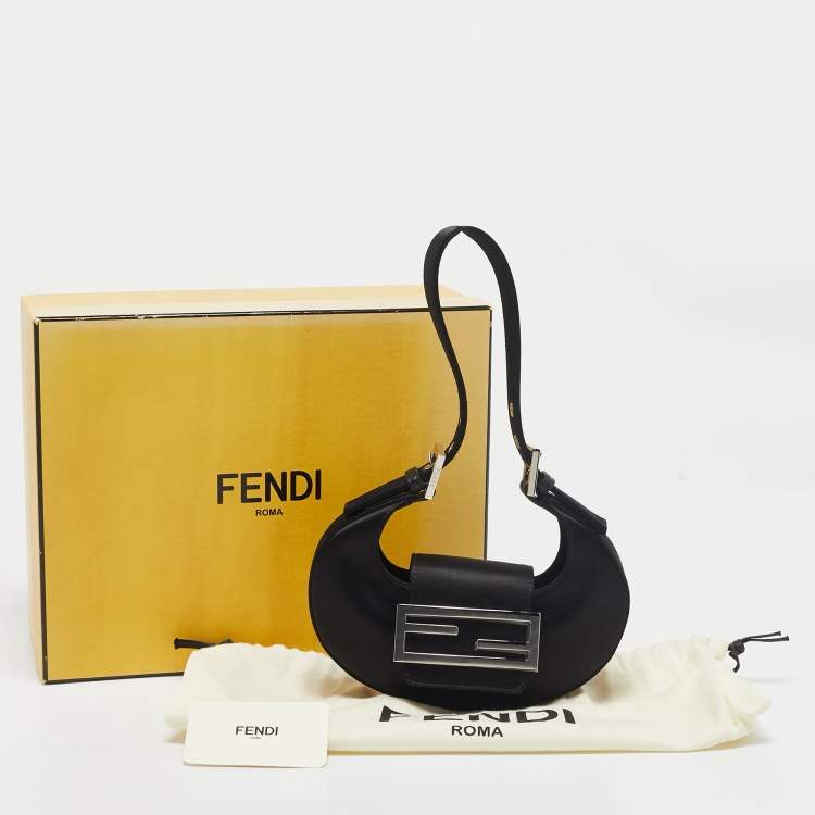 Pre Owned Fendi Black Satin Mini Cookie Hobo