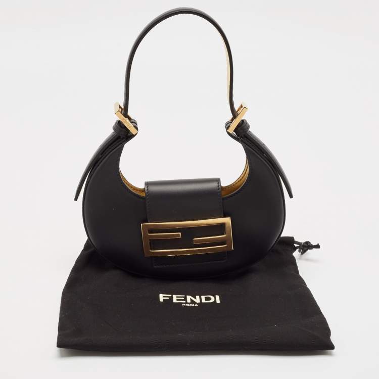 Pre Owned Fendi Black Leather Mini Cookie Hobo