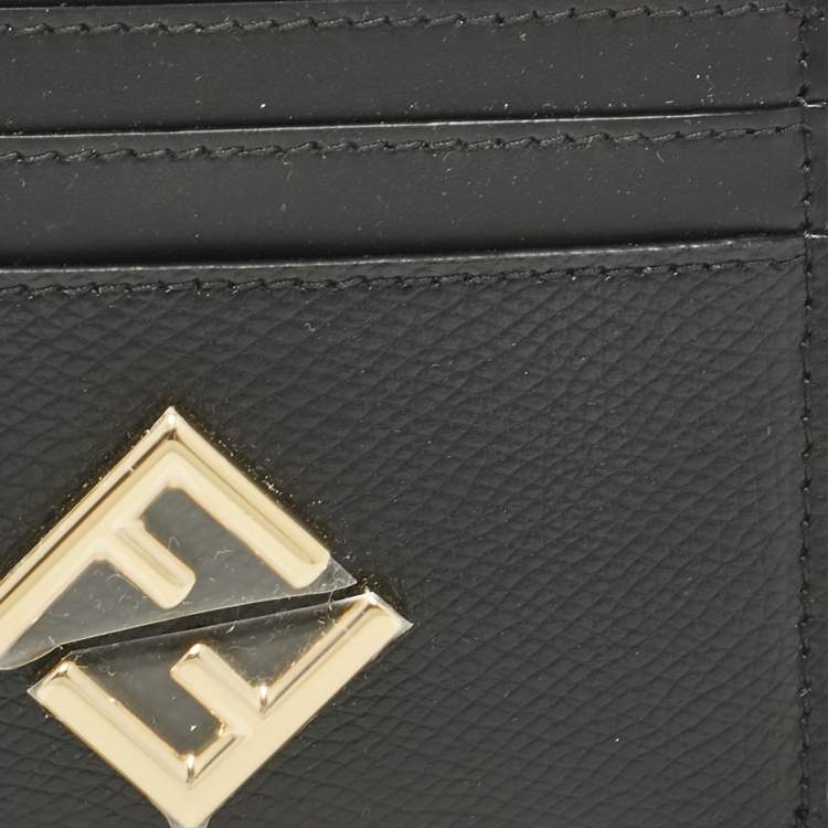 Pre Owned Fendi Black Leather FF Card Holder