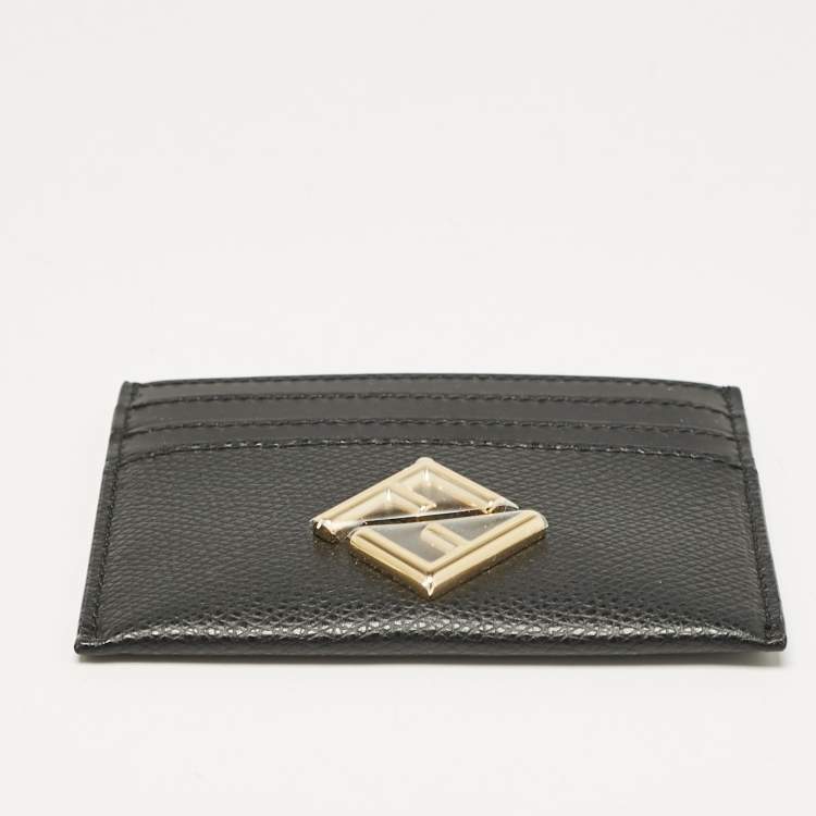 Pre Owned Fendi Black Leather FF Card Holder