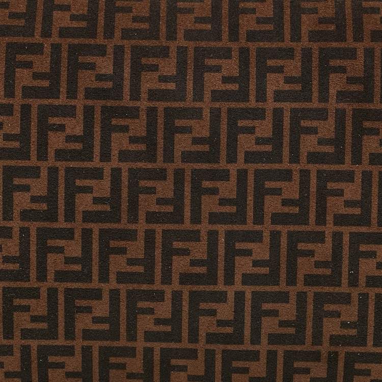 Pre Owned Fendi Tobacco Zucca Suede Flat Zip Pouch
