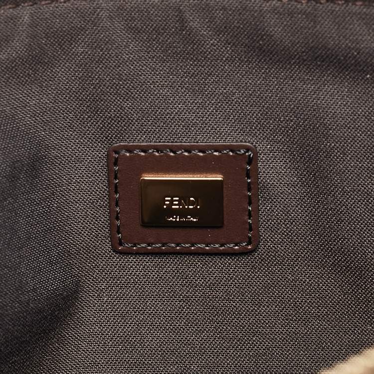 Pre Owned Fendi Tobacco Zucca Suede Flat Zip Pouch