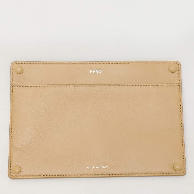 Pre Owned Fendi Beige Woven Leather and Straw Peekaboo Medium Iseeu Top Handle Bag