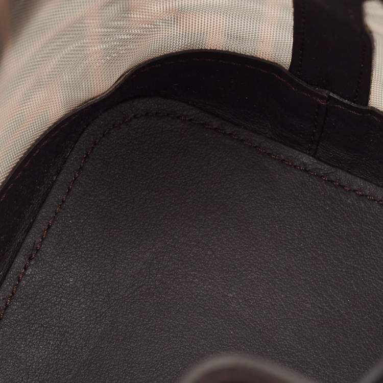 Pre Owned Fendi Tobacco Zucca Mesh and Leather Mini Mon Tresor Bucket Bag