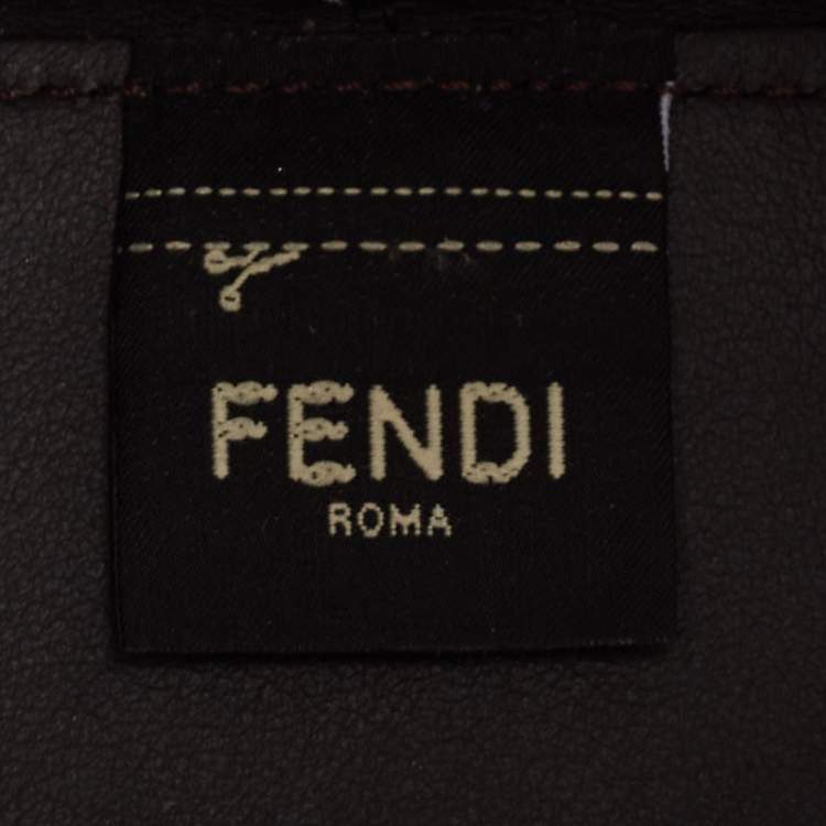 Pre Owned Fendi Tobacco Zucca Mesh and Leather Mini Mon Tresor Bucket Bag