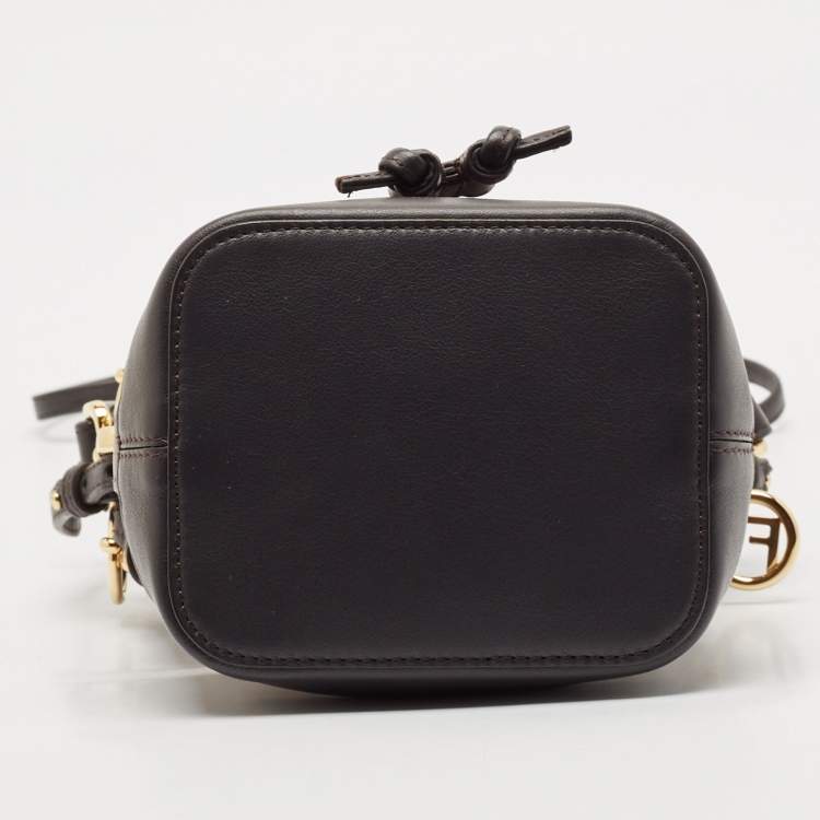 Pre Owned Fendi Tobacco Zucca Mesh and Leather Mini Mon Tresor Bucket Bag