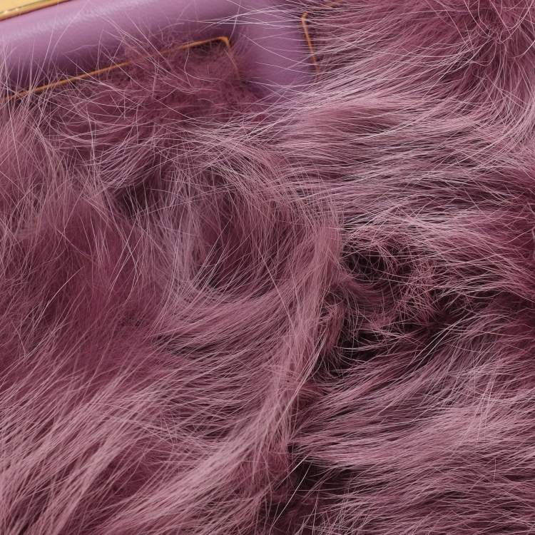 Pre Owned Fendi Purple For Fur and Leather Small First Clutch